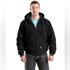 Berne Heritage Duck Firm Hooded Quilted Work Jacket Black XL